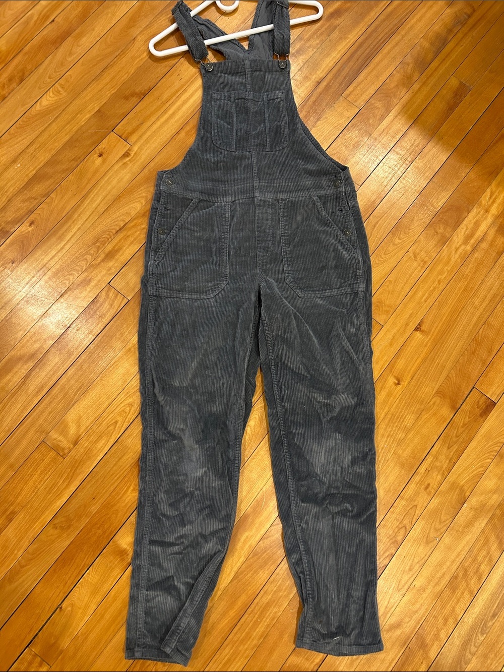American Eagle Outfitters Charcoal Corduroy Overalls Jumpsuit